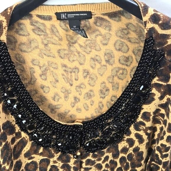 INC International Concepts Women's Leopard Print Cardigan Sweater Sz 1X - NWT - Picture 4 of 11